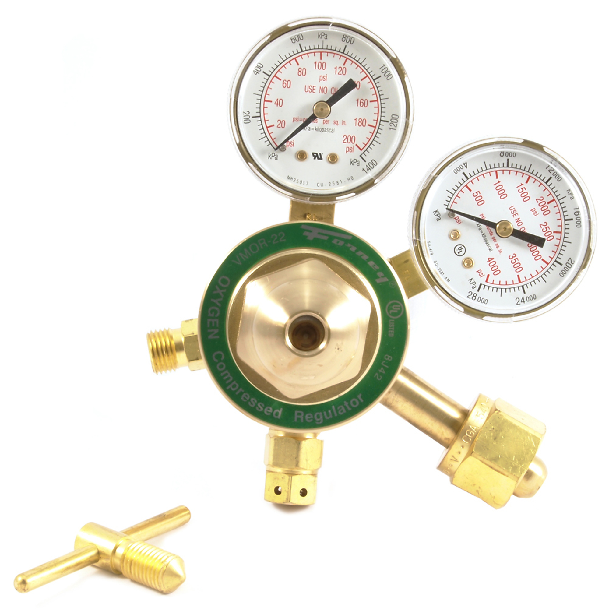 Forney, 250 Series Oxygen Regulator, 2in. Side Mount, Max. Inlet Pressure 4000 PSIG, Model# 87090